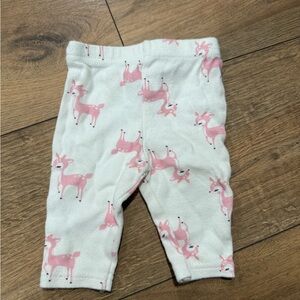 Bon Bebe White and Pink Deer Print Baby Leggings